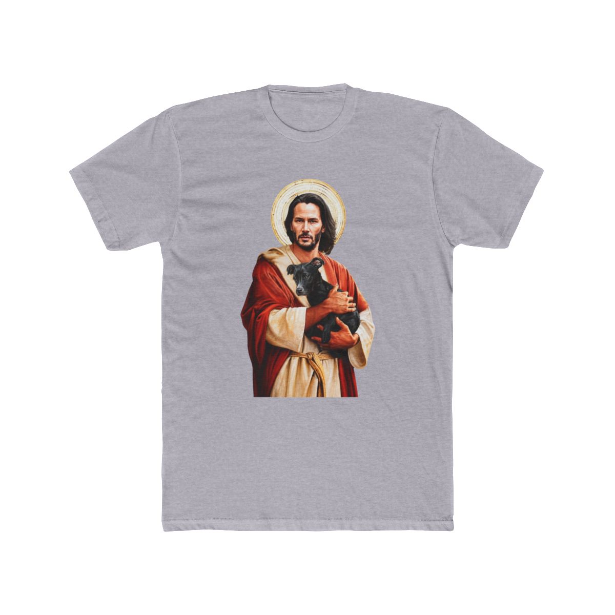 Keanu Reeves Jesus Hugs Puppy Women T Shirt 100% Cotton White M