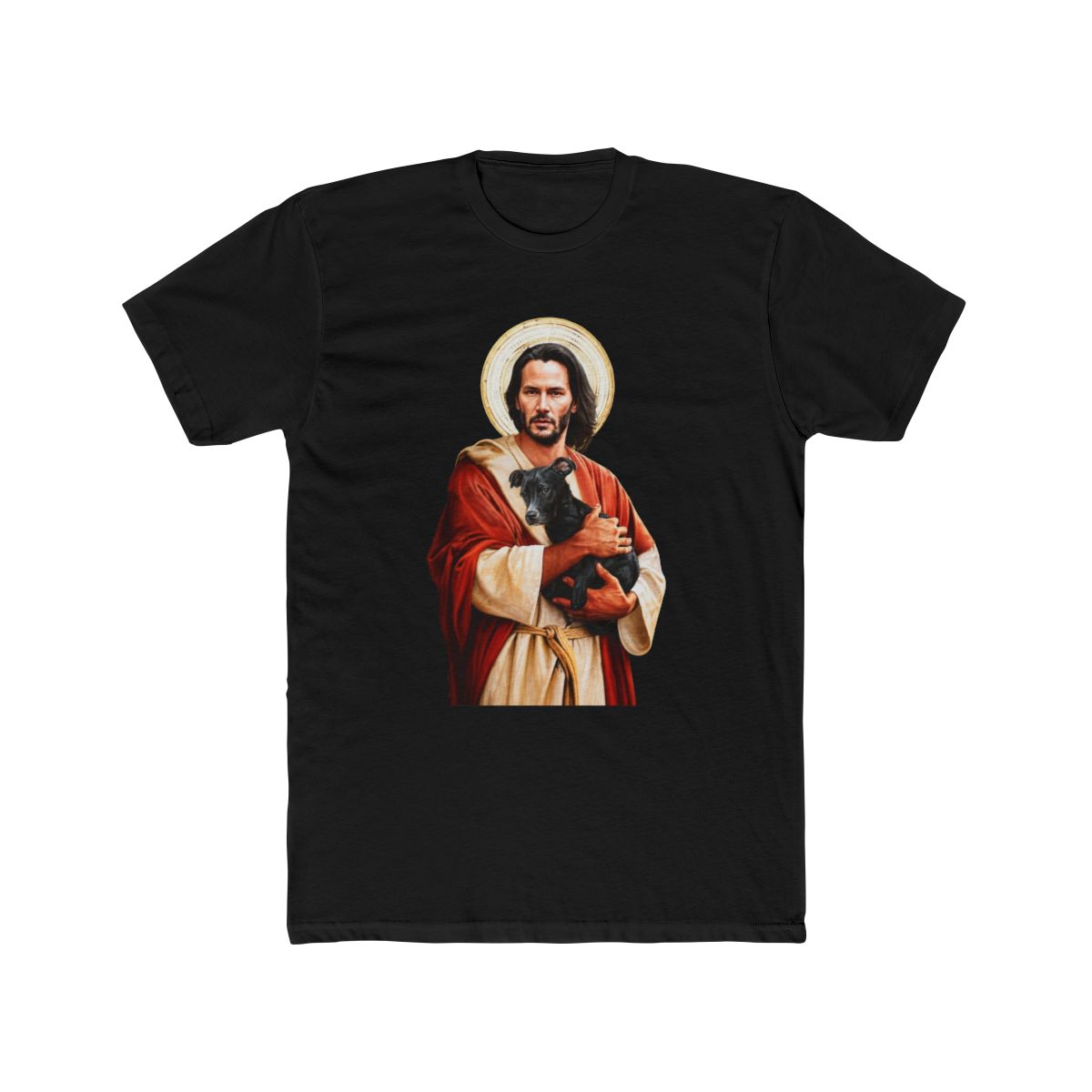 Keanu Reeves Jesus Hugs Puppy Women T Shirt 100% Cotton White M - alternate angle 3, merchandise
