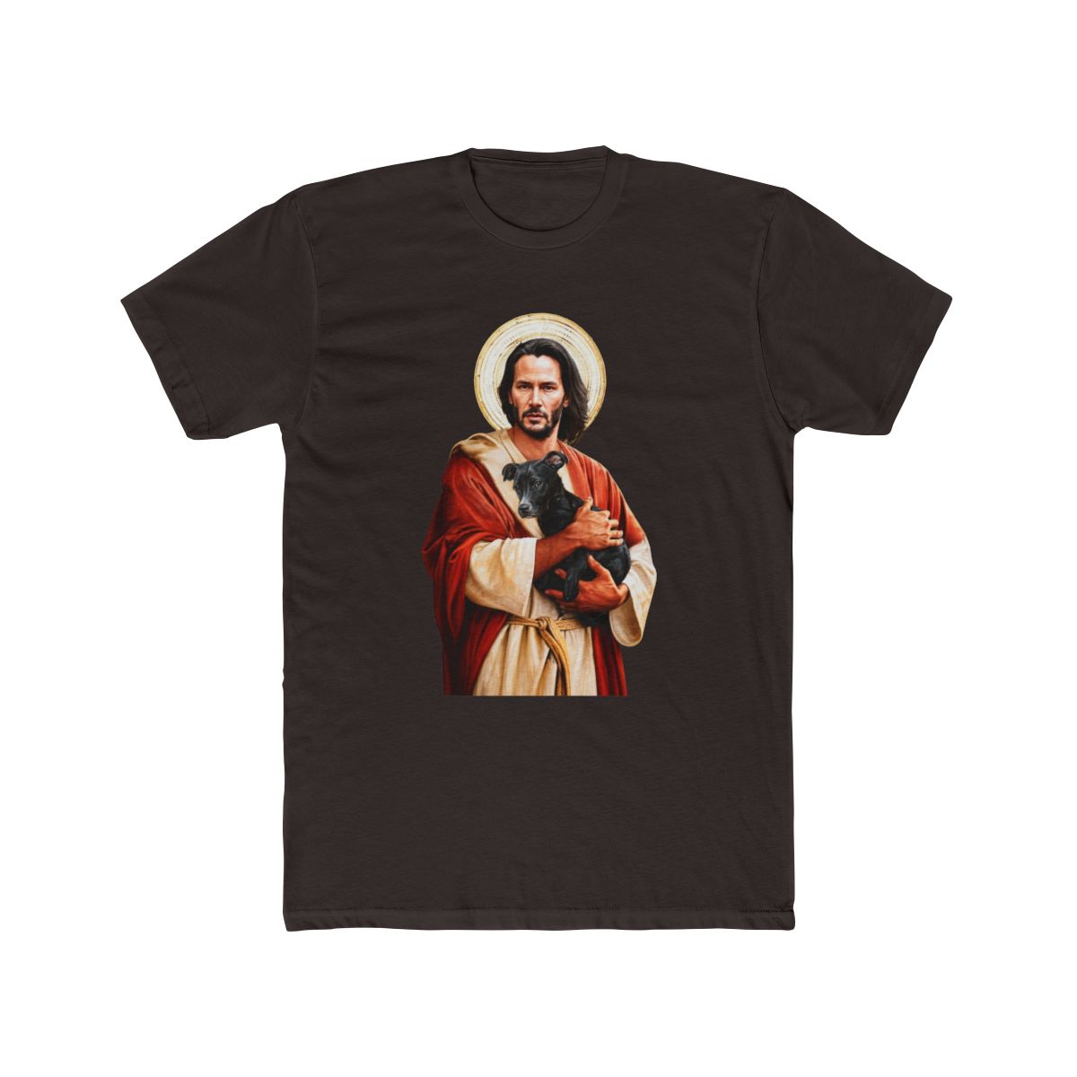 Keanu Reeves Jesus Hugs Puppy Women T Shirt 100% Cotton White M - alternate angle 2, merchandise